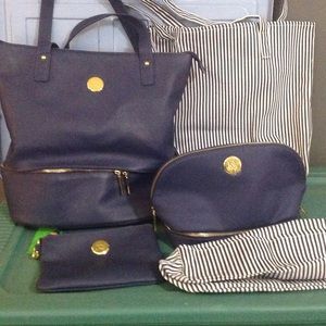 Joy Mangano Pebble Leather Handbag Set